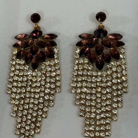 Elegant Gold and Brown Chandelier Earrings - Picture 3 of 4